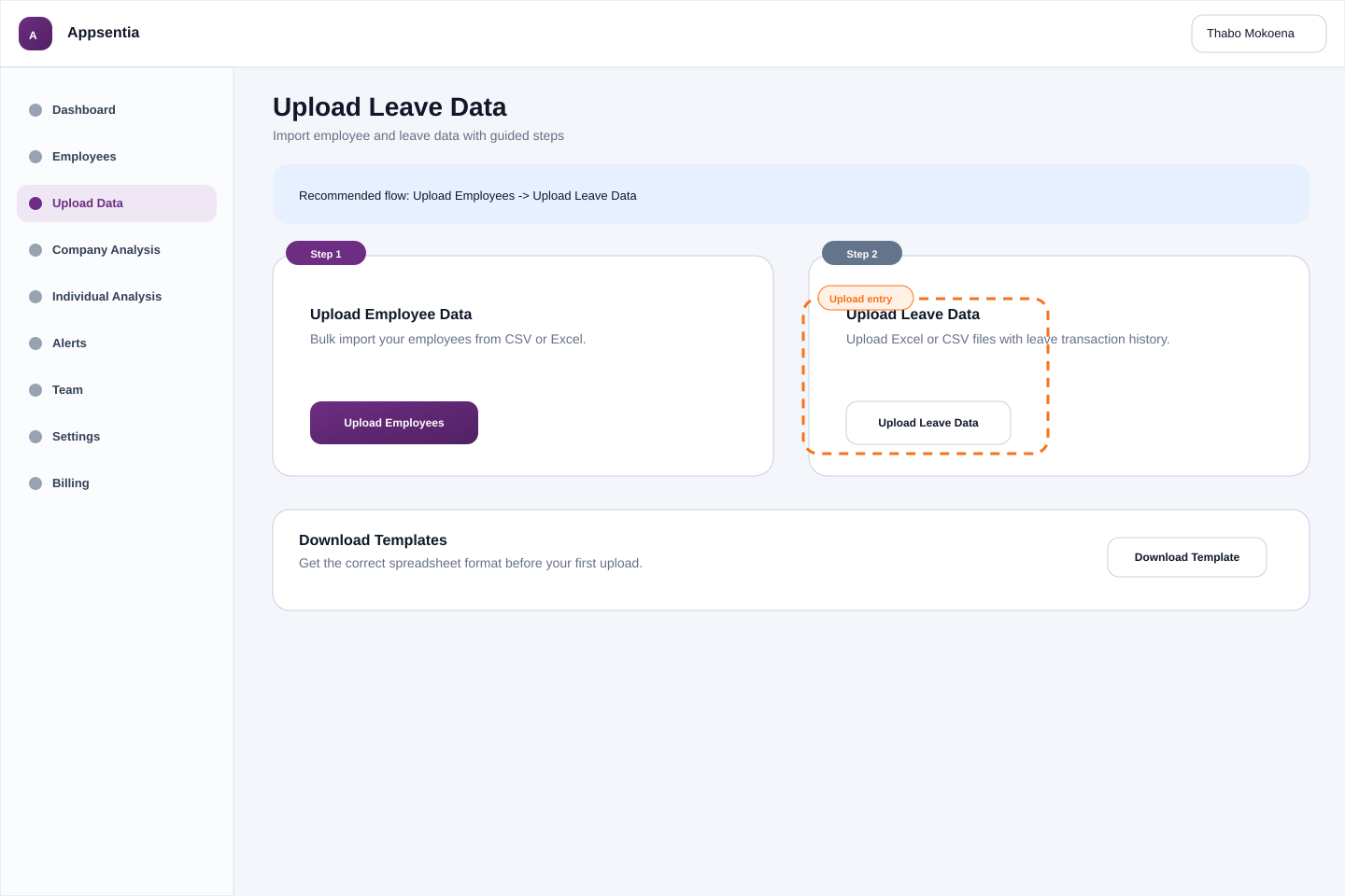 Data Upload page with 'Upload New Data' button highlighted
